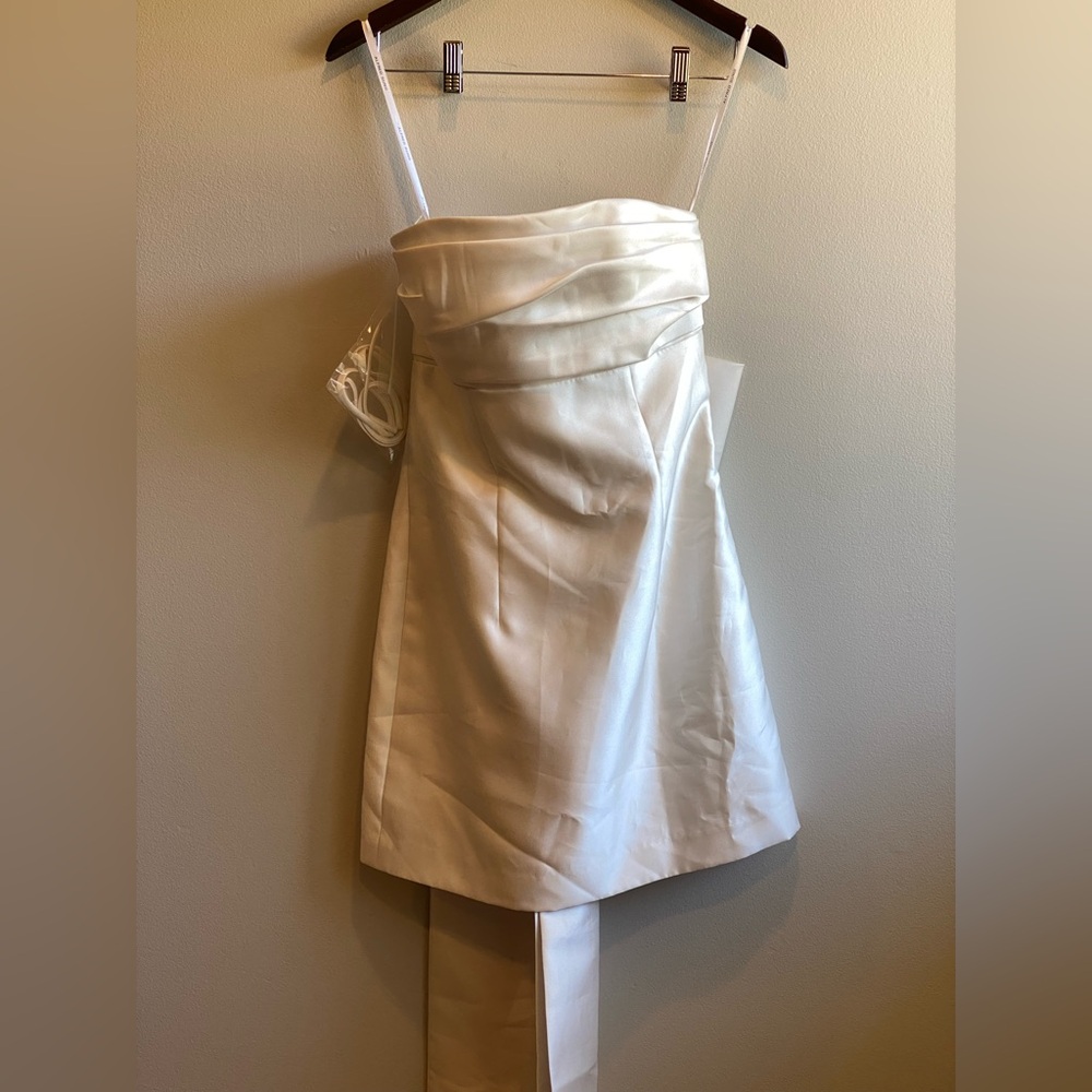 Alfred Sung Oversize Bow Back Strapless Mini Dress Size 8 Regular Ivory - Picture 3 of 12